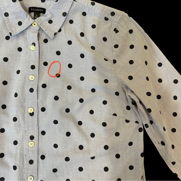 Talbots Shirt Size Small Cotton Button Down Blue Dotted Long Sleeve - Picture 10 of 12